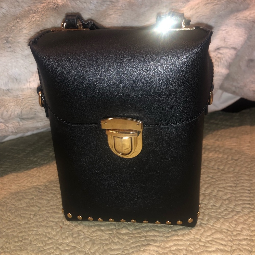 Black Cube Top Handle Soft Handbag - image 2